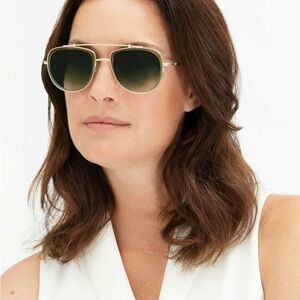 KREWE Gold and Green Aviator Sunglasses